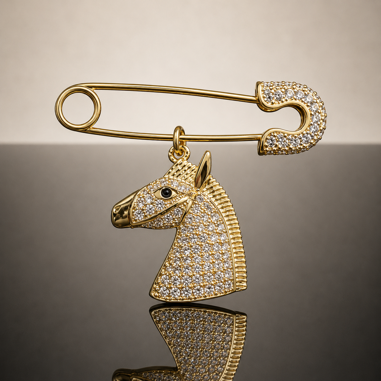 Pavé Horse Brooch