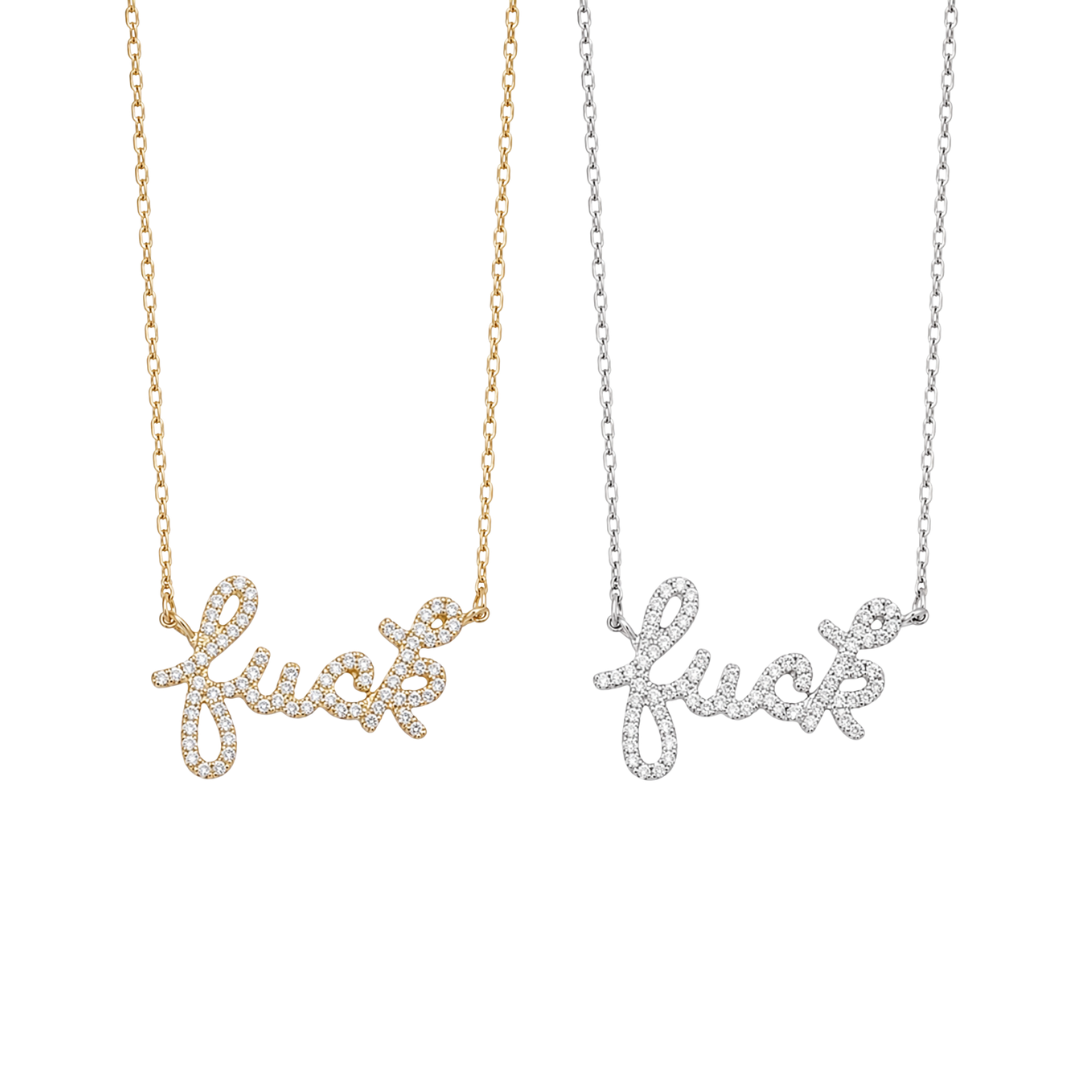 F*ck Pavé Script Necklace