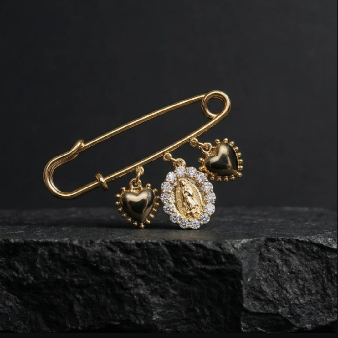 Virgin Mary Heart Brooch