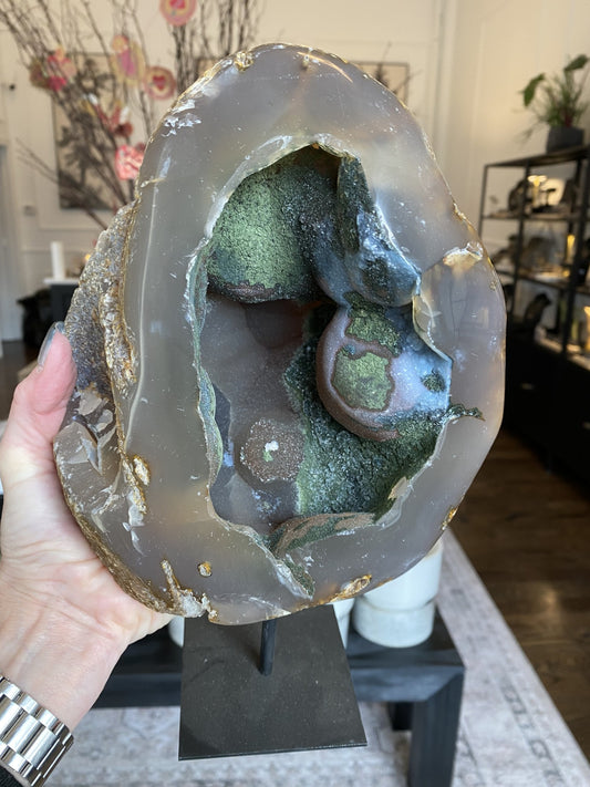 Agate Geode on Stand
