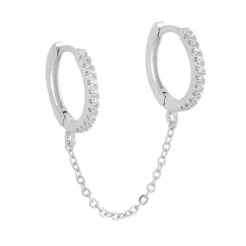 Kat Double Hoop with Chain