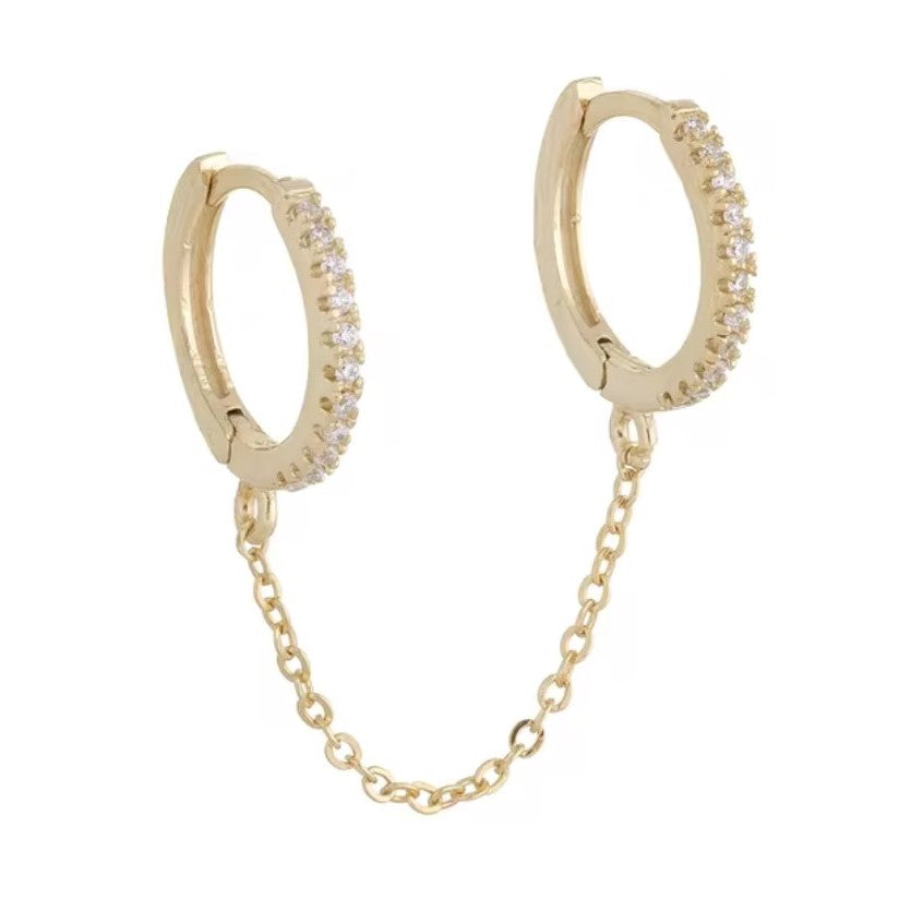 Kat Double Hoop with Chain