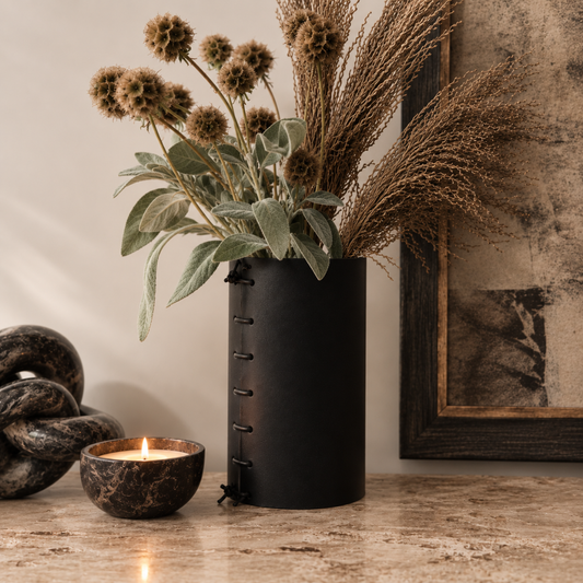 Latigo Leather Wrapped Vase