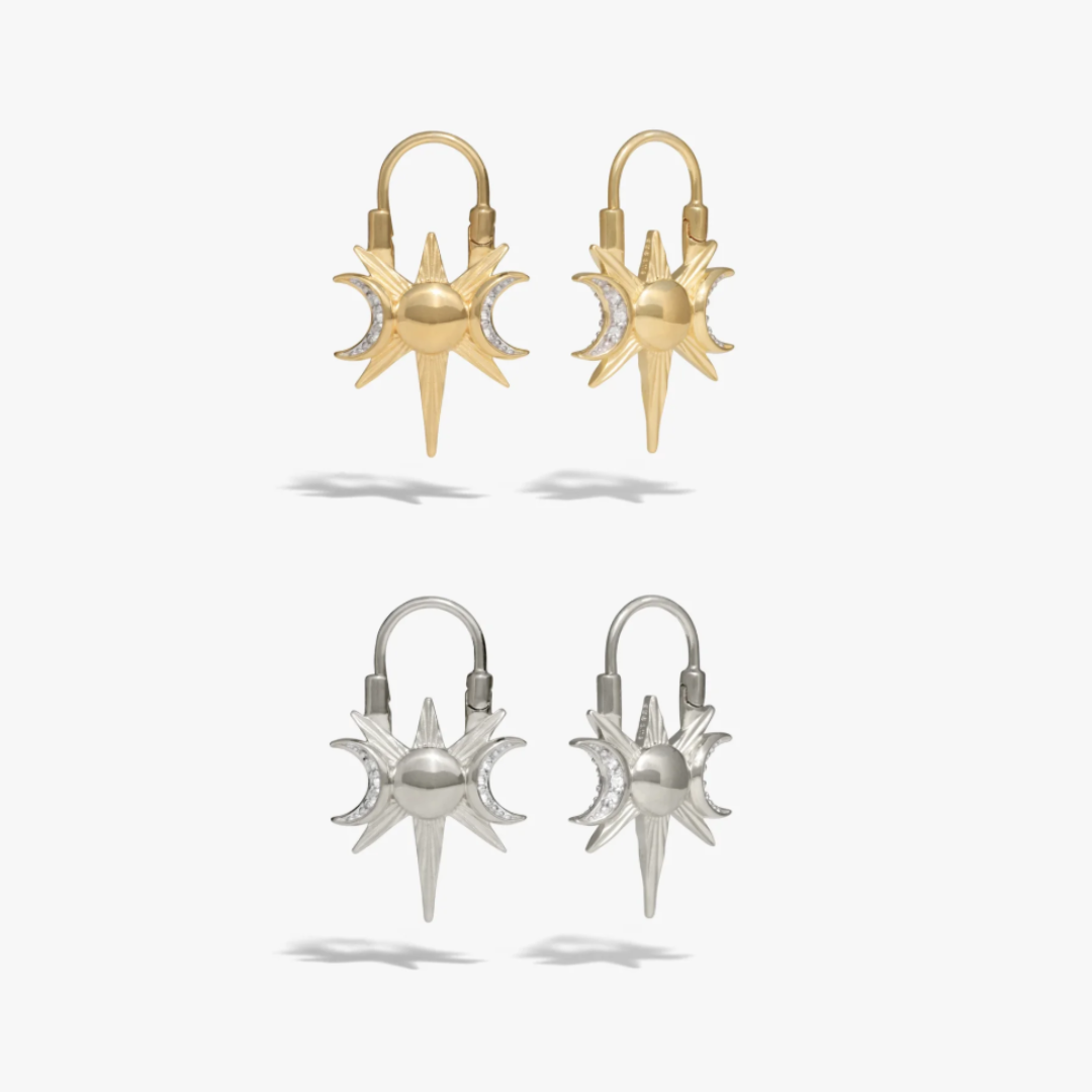 Spiked Triple Moon Earrings