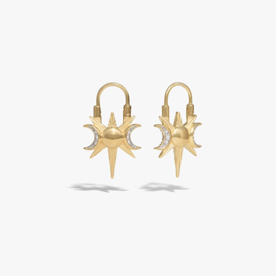 Spiked Triple Moon Earrings