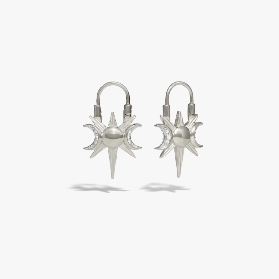 Spiked Triple Moon Earrings
