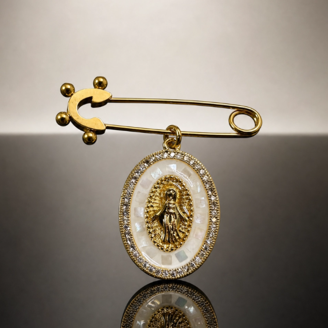 Virgin Mary Medallion Brooch