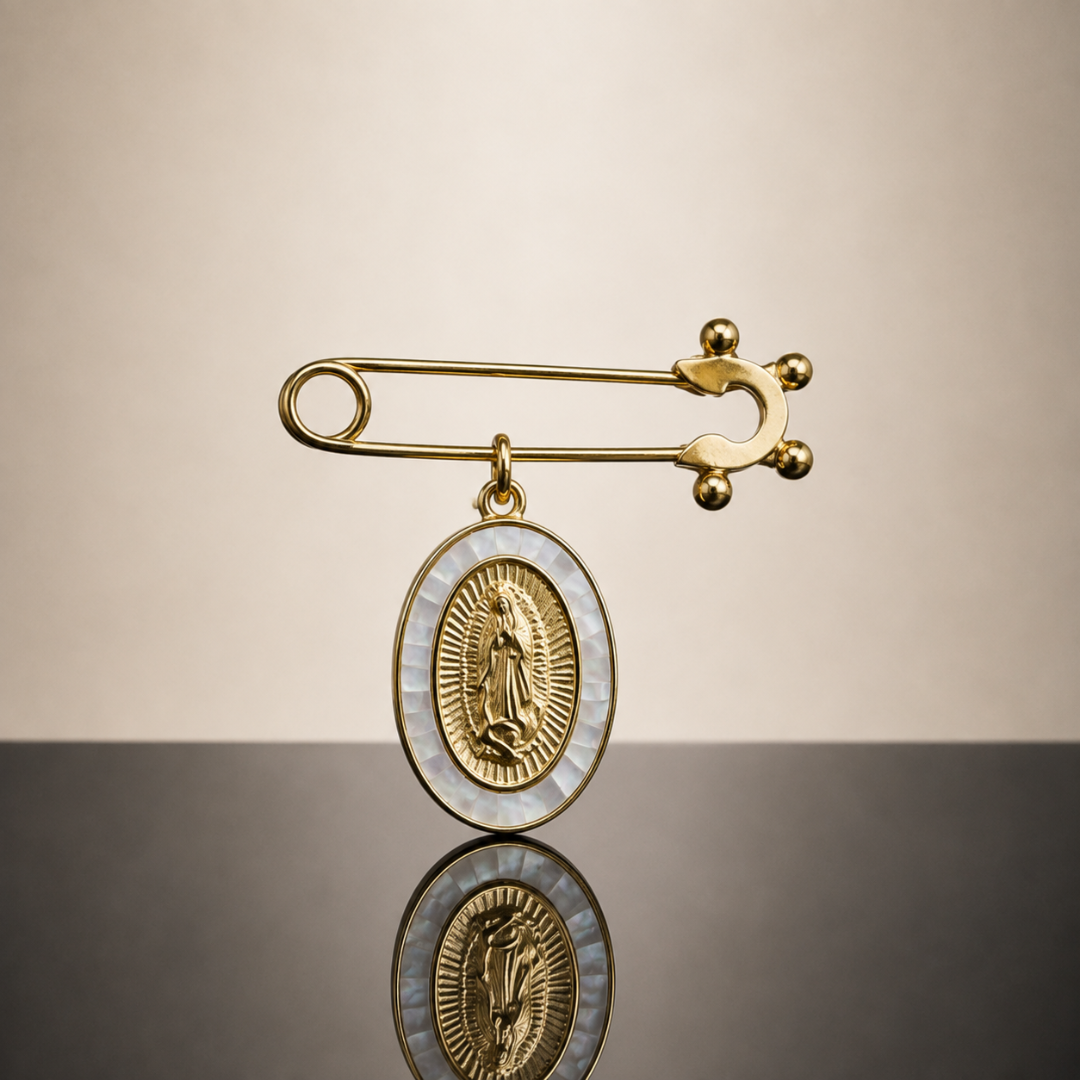 Virgin Mary Medallion Brooch