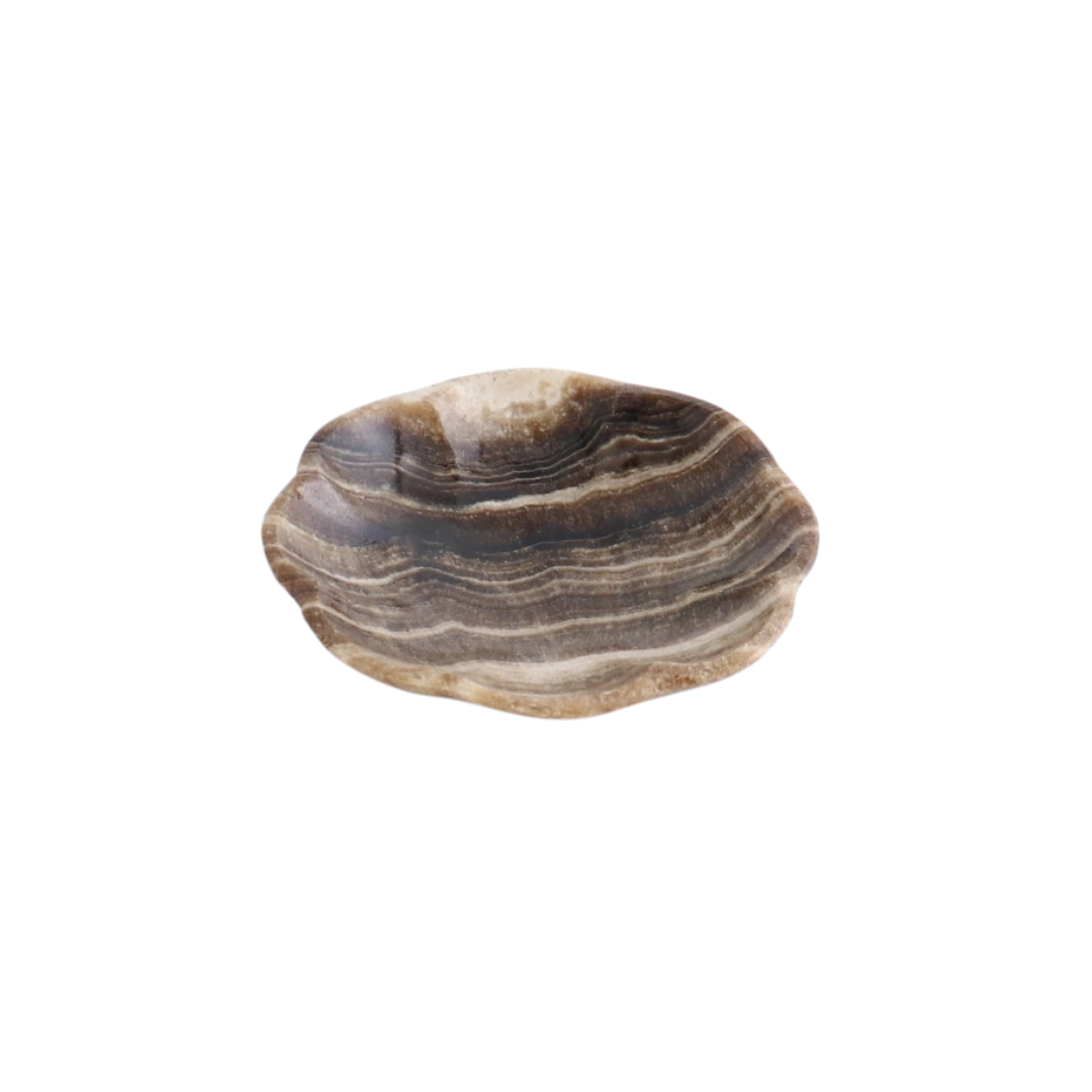 Onyx/Chocolate Calcite Scalloped Dish